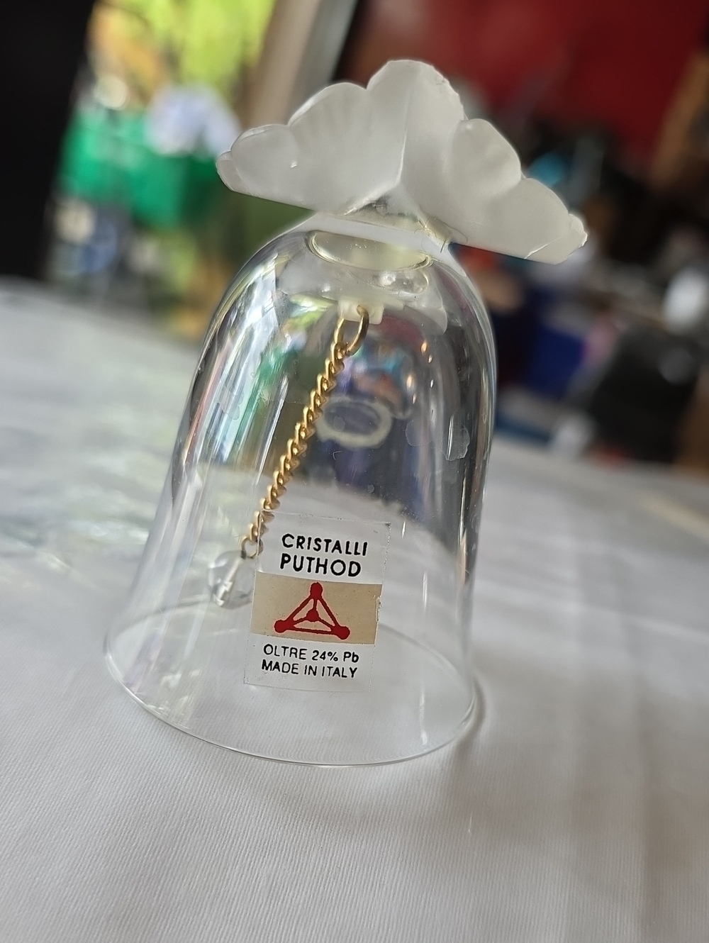 Authentic Crystal Bell with Flower Accent Made In Italy